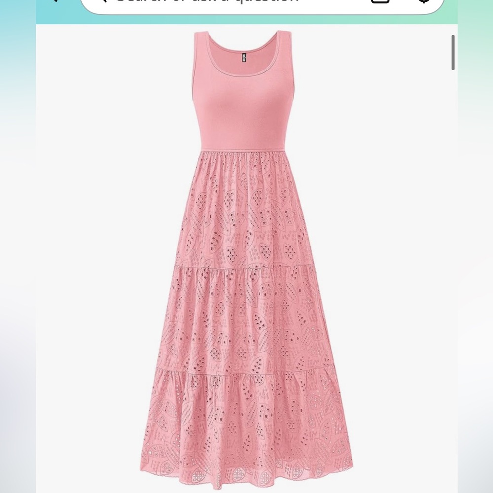 Pink Tiered A-line Maxi Dress with pockets